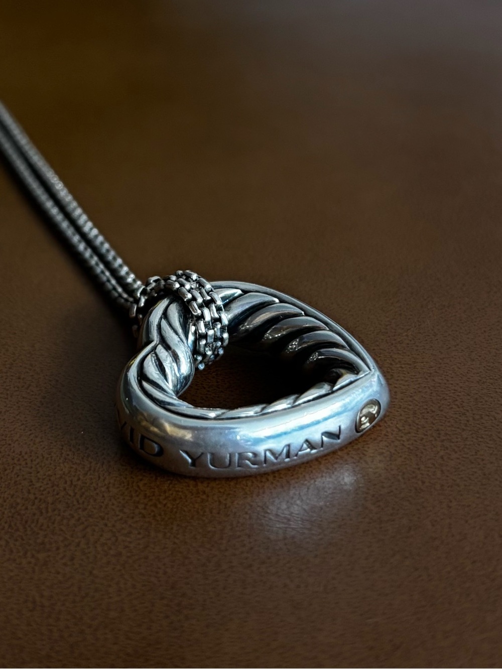 David Yurman Silver Cable Heart Pendant Necklace - Picture 9 of 13